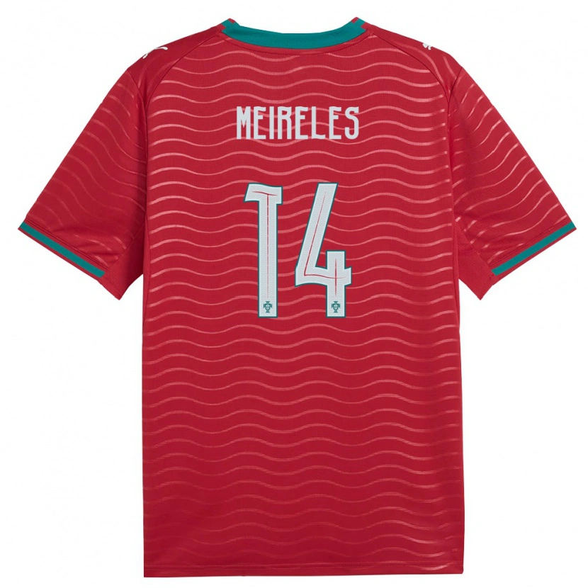Danxen Mujer Camiseta Portugal Lourenço Meireles #14 Rojo Verde Blanco 1ª Equipación 26-28 La Camisa