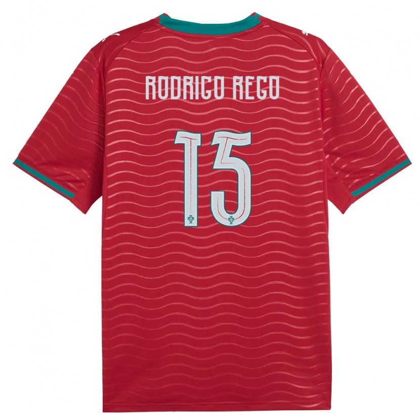 Danxen Mujer Camiseta Portugal Rodrigo Rêgo #15 Rojo Verde Blanco 1ª Equipación 26-28 La Camisa