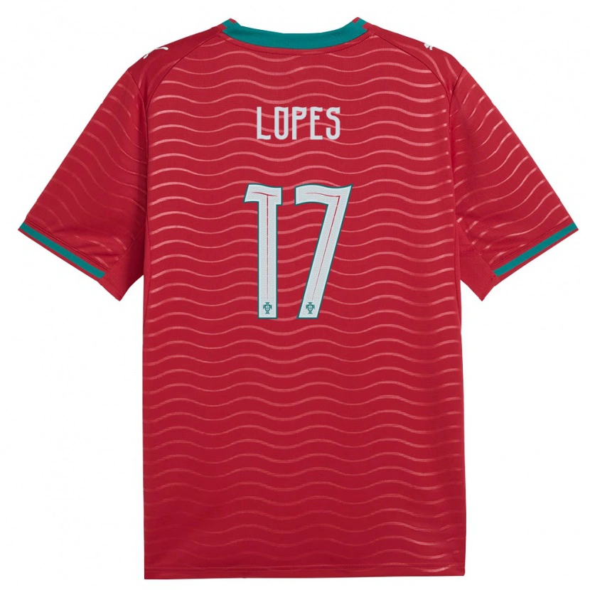 Danxen Mujer Camiseta Portugal Simão Lopes #17 Rojo Verde Blanco 1ª Equipación 26-28 La Camisa
