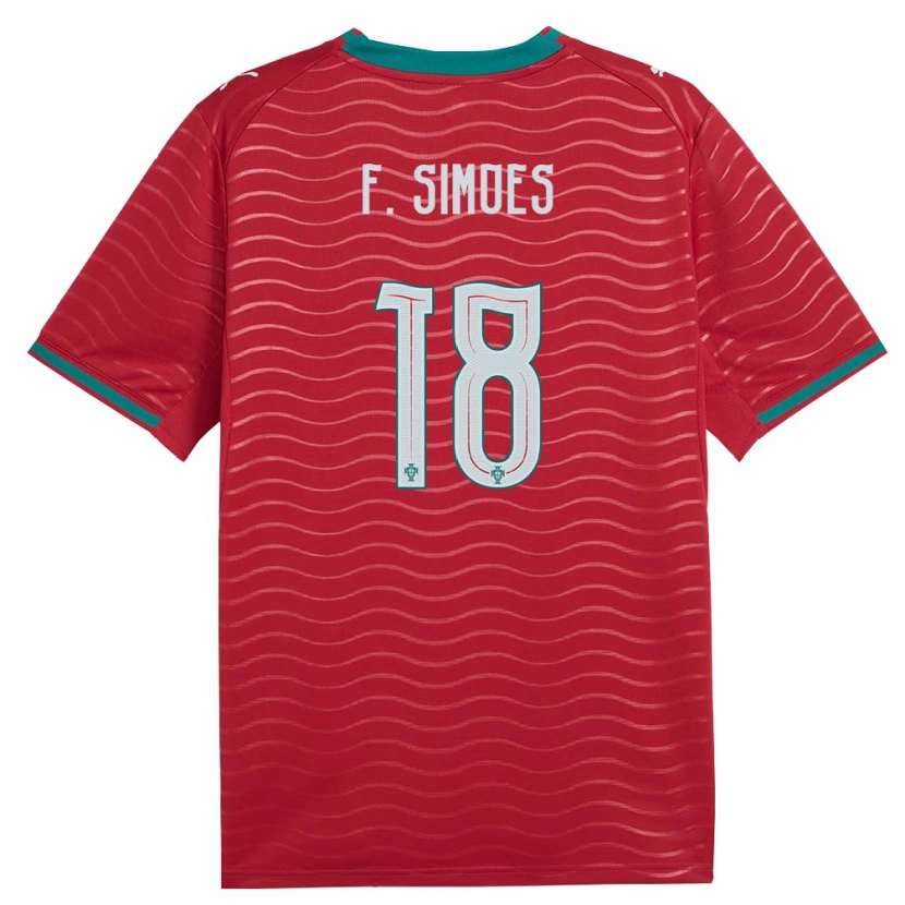 Danxen Mujer Camiseta Portugal Francisco Simões #18 Rojo Verde Blanco 1ª Equipación 26-28 La Camisa