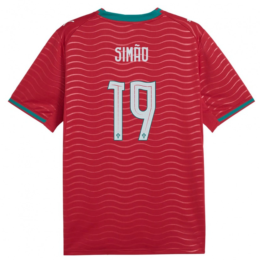 Danxen Mujer Camiseta Portugal Martim Simão #19 Rojo Verde Blanco 1ª Equipación 26-28 La Camisa