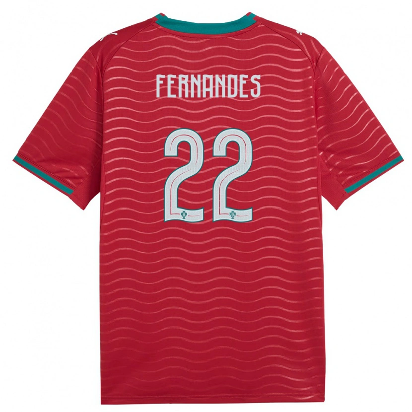 Danxen Mujer Camiseta Portugal Diogo Fernandes #22 Rojo Verde Blanco 1ª Equipación 26-28 La Camisa