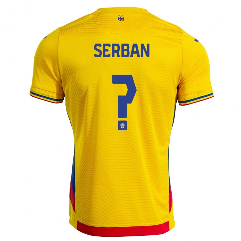 Danxen Mujer Camiseta Rumania Matteo Șerban #0 Amarillo Rojo 1ª Equipación 26-28 La Camisa