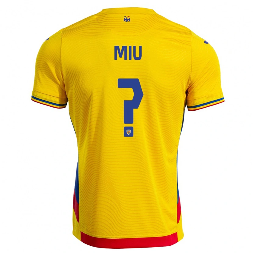 Danxen Mujer Camiseta Rumania Denis Miu #0 Amarillo Rojo 1ª Equipación 26-28 La Camisa