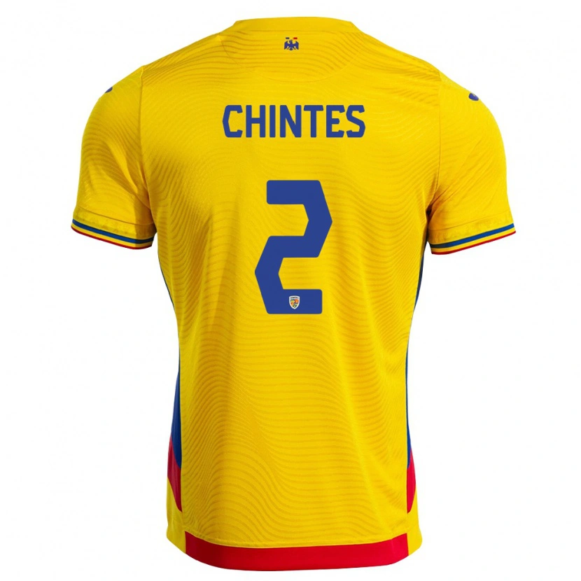 Danxen Mujer Camiseta Rumania Alin Chinteș #2 Amarillo Rojo 1ª Equipación 26-28 La Camisa