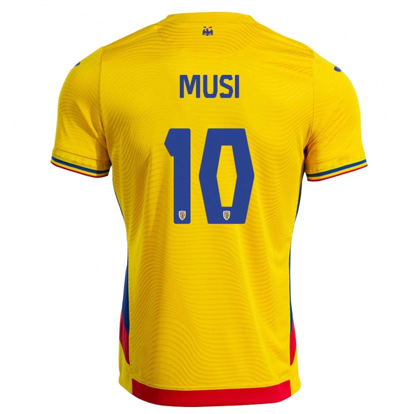 Danxen Mujer Camiseta Rumania Alexandru Musi #10 Amarillo Rojo 1ª Equipación 26-28 La Camisa