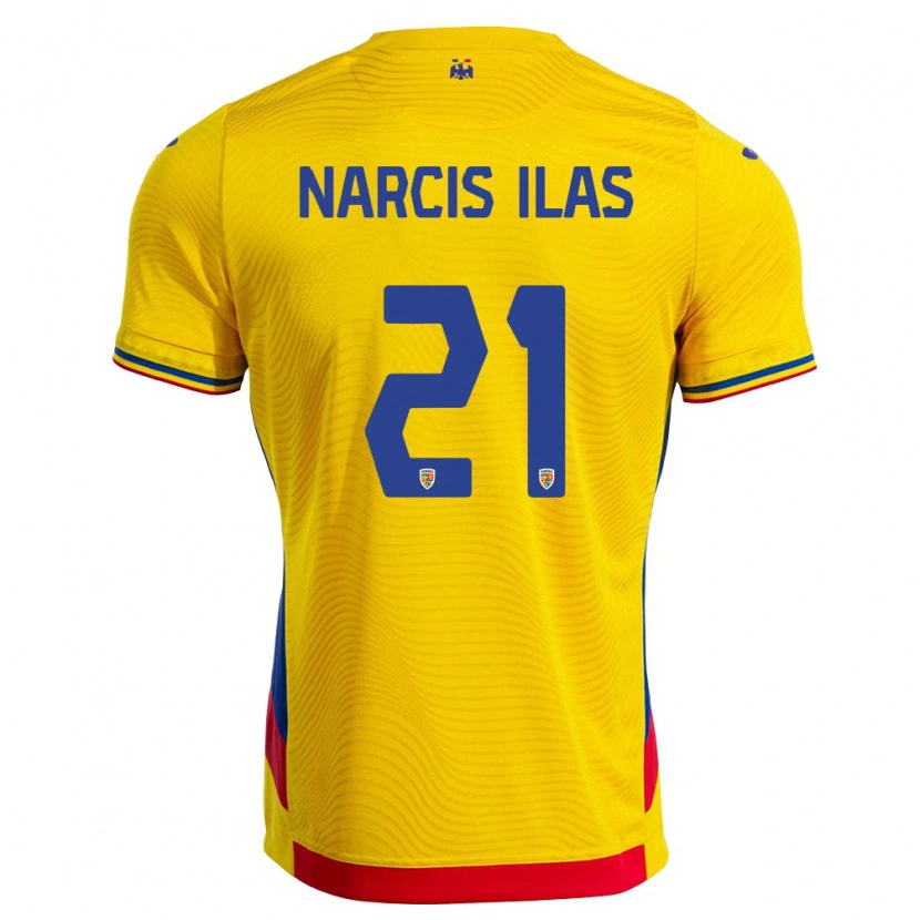 Danxen Mujer Camiseta Rumania Narcis Ilaș #21 Amarillo Rojo 1ª Equipación 26-28 La Camisa