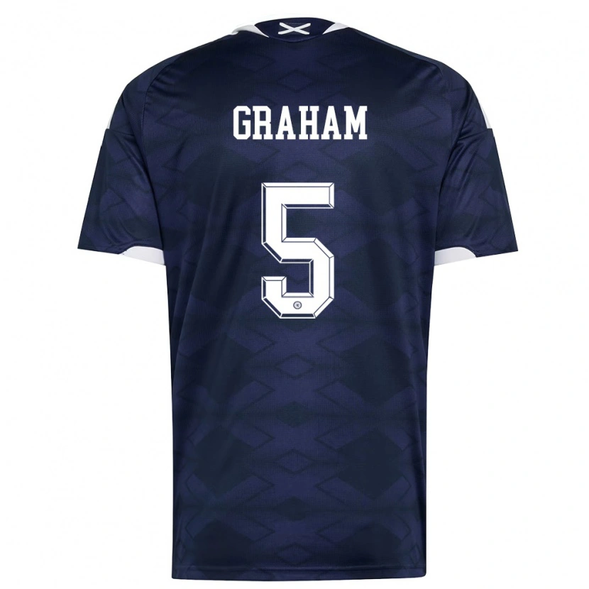 Danxen Mujer Camiseta Escocia Luke Graham #5 Marino Blanco 1ª Equipación 26-28 La Camisa