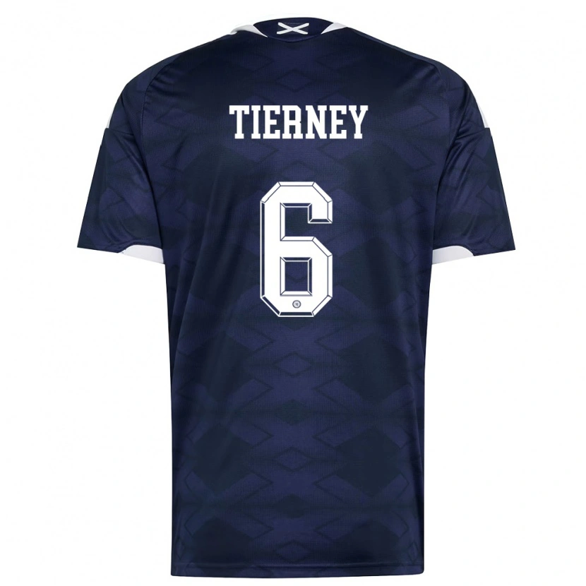 Danxen Mujer Camiseta Escocia Kieran Tierney #6 Marino Blanco 1ª Equipación 26-28 La Camisa