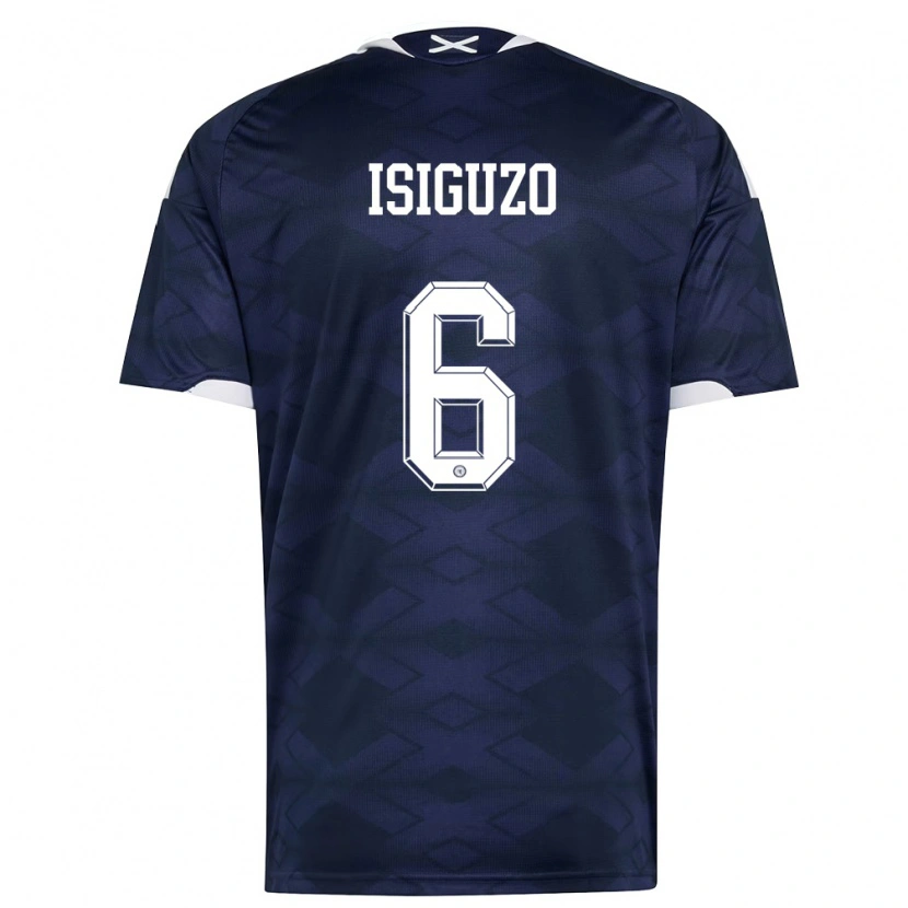 Danxen Mujer Camiseta Escocia Samuel Isiguzo #6 Marino Blanco 1ª Equipación 26-28 La Camisa