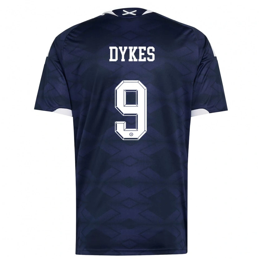 Danxen Mujer Camiseta Escocia Lyndon Dykes #9 Marino Blanco 1ª Equipación 26-28 La Camisa