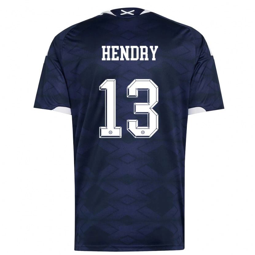 Danxen Mujer Camiseta Escocia Jack Hendry #13 Marino Blanco 1ª Equipación 26-28 La Camisa