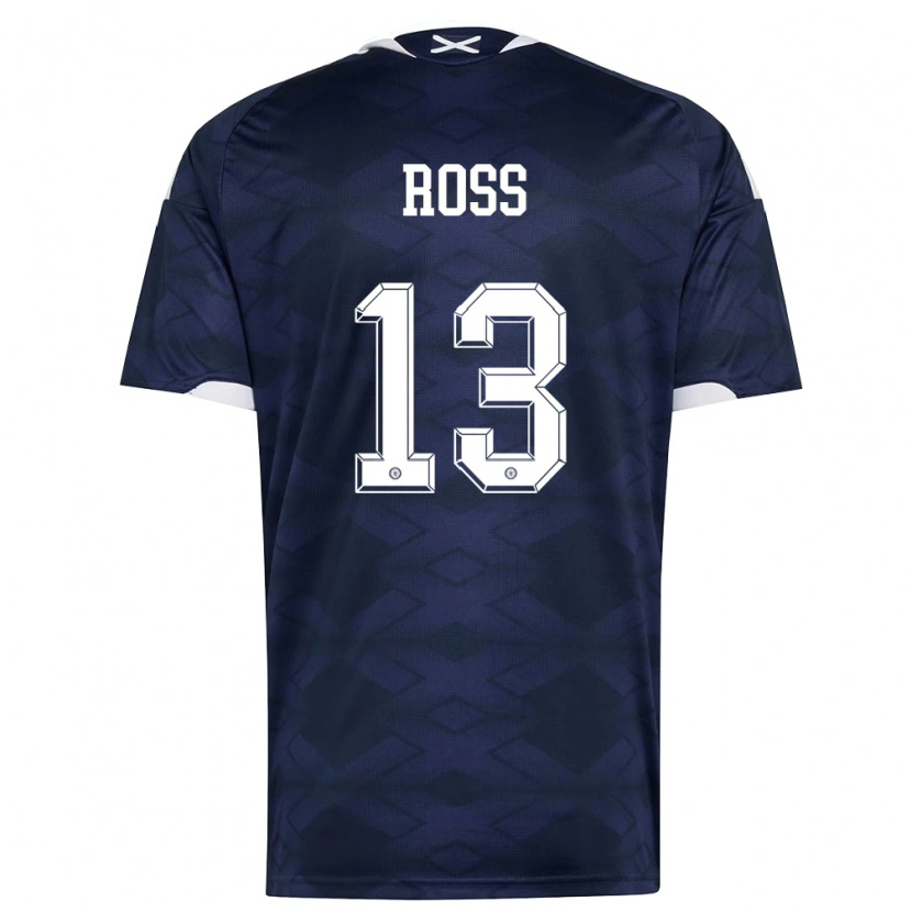 Danxen Mujer Camiseta Escocia Jane Ross #13 Marino Blanco 1ª Equipación 26-28 La Camisa