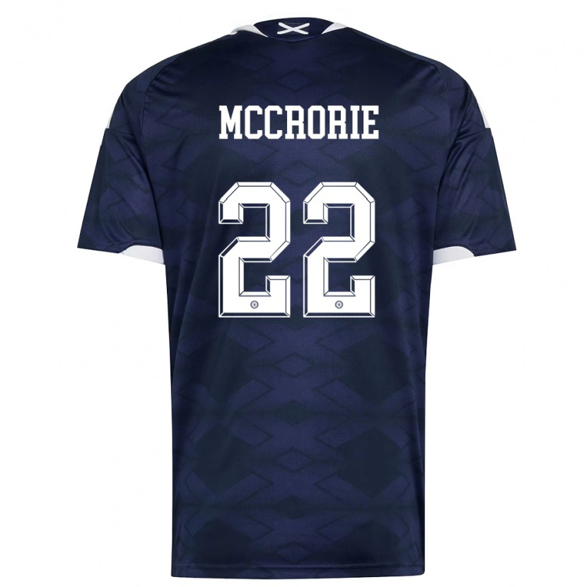 Danxen Mujer Camiseta Escocia Ross Mccrorie #22 Marino Blanco 1ª Equipación 26-28 La Camisa