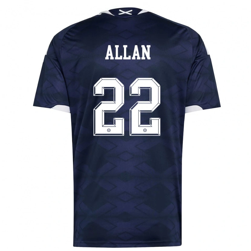 Danxen Mujer Camiseta Escocia Connor Allan #22 Marino Blanco 1ª Equipación 26-28 La Camisa