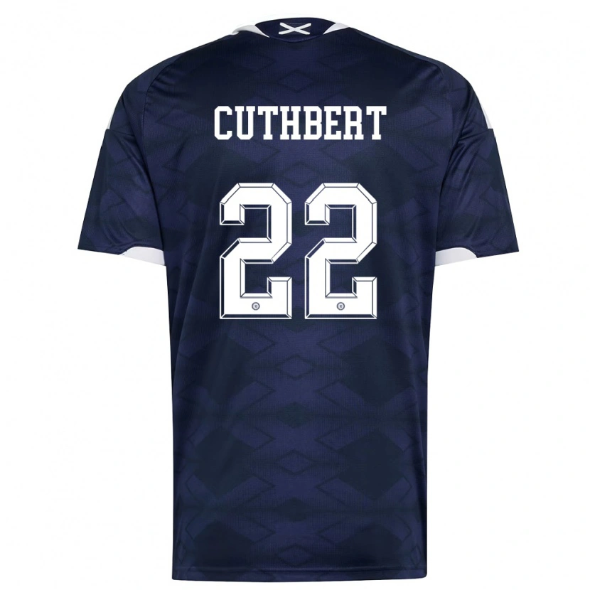 Danxen Mujer Camiseta Escocia Erin Cuthbert #22 Marino Blanco 1ª Equipación 26-28 La Camisa