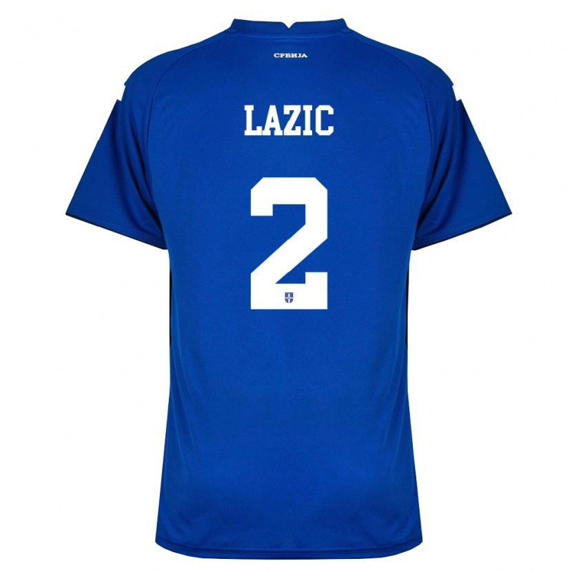 Danxen Mujer Camiseta Serbia Uros Lazic #2 Marino Rojo 1ª Equipación 26-28 La Camisa