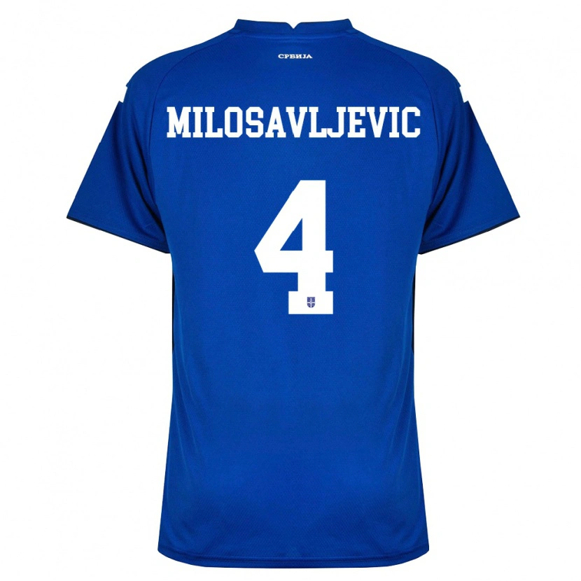 Danxen Mujer Camiseta Serbia Veljko Milosavljevic #4 Marino Rojo 1ª Equipación 26-28 La Camisa