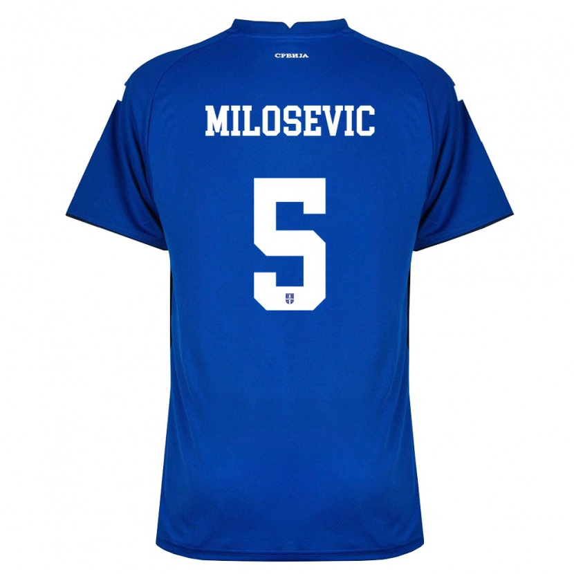 Danxen Mujer Camiseta Serbia Jovan Milosevic #5 Marino Rojo 1ª Equipación 26-28 La Camisa