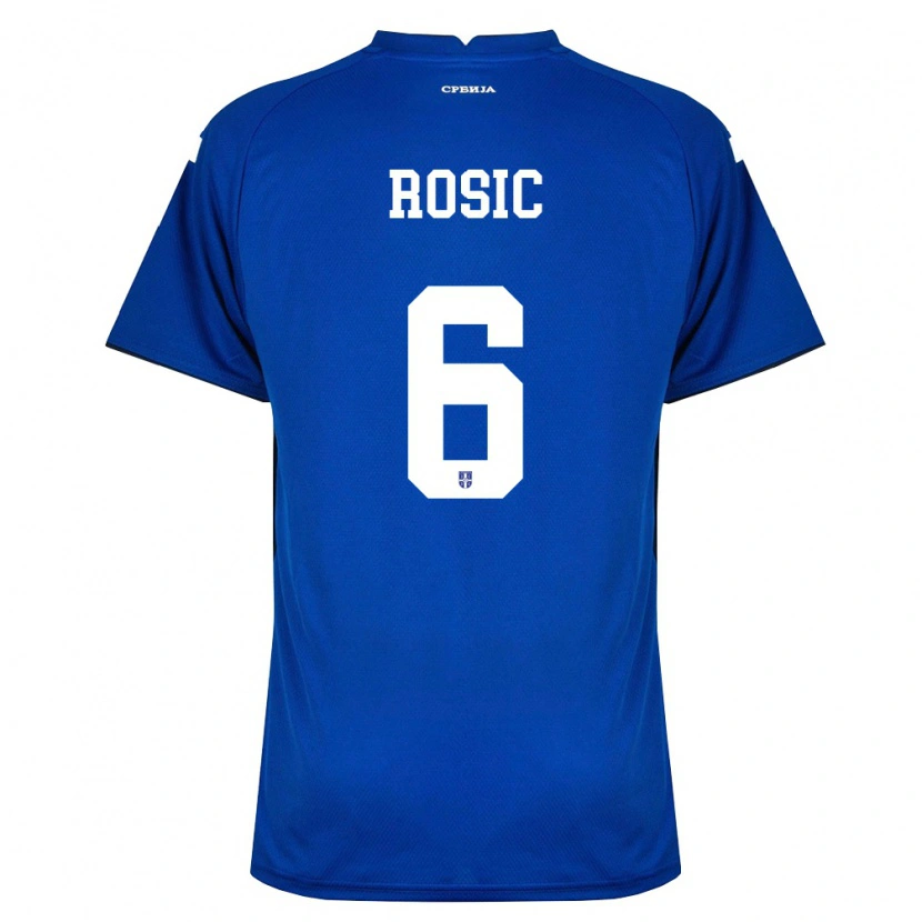 Danxen Mujer Camiseta Serbia Luka Rosic #6 Marino Rojo 1ª Equipación 26-28 La Camisa