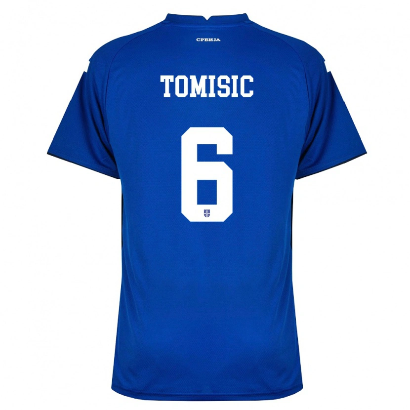 Danxen Mujer Camiseta Serbia Vukasin Tomisic #6 Marino Rojo 1ª Equipación 26-28 La Camisa