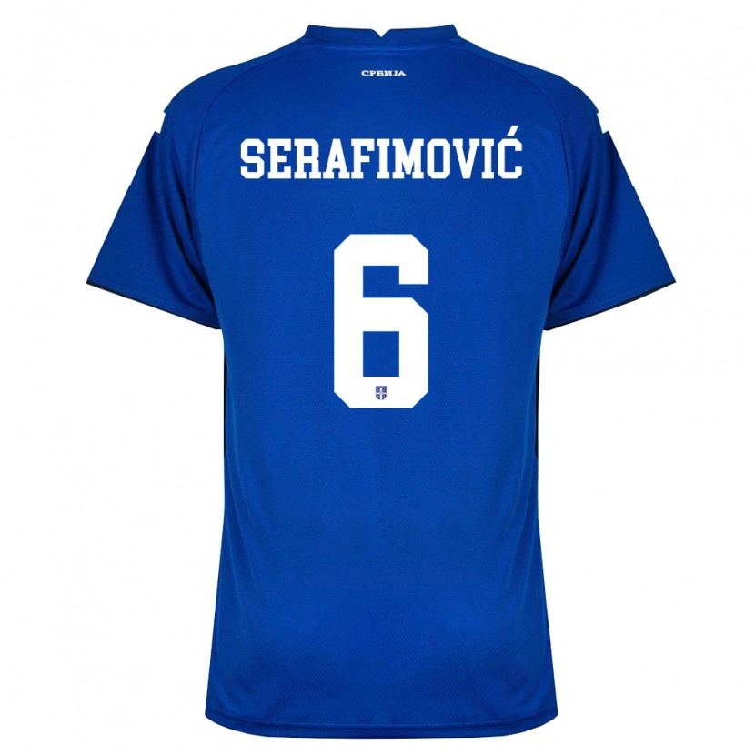 Danxen Mujer Camiseta Serbia Vojin Serafimovic #6 Marino Rojo 1ª Equipación 26-28 La Camisa