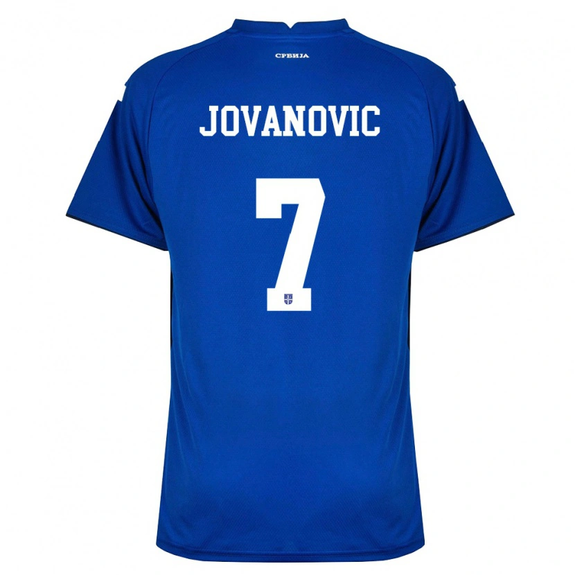 Danxen Mujer Camiseta Serbia Lazar Jovanovic #7 Marino Rojo 1ª Equipación 26-28 La Camisa