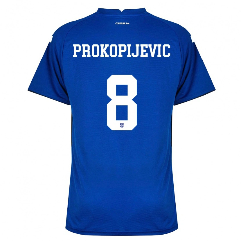 Danxen Mujer Camiseta Serbia Mateja Prokopijevic #8 Marino Rojo 1ª Equipación 26-28 La Camisa