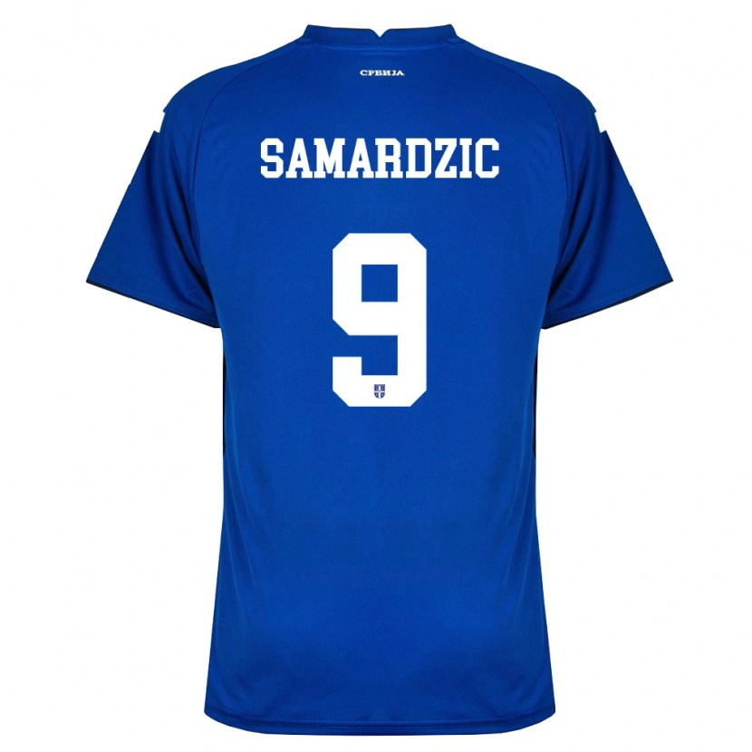 Danxen Mujer Camiseta Serbia Tadija Samardzic #9 Marino Rojo 1ª Equipación 26-28 La Camisa