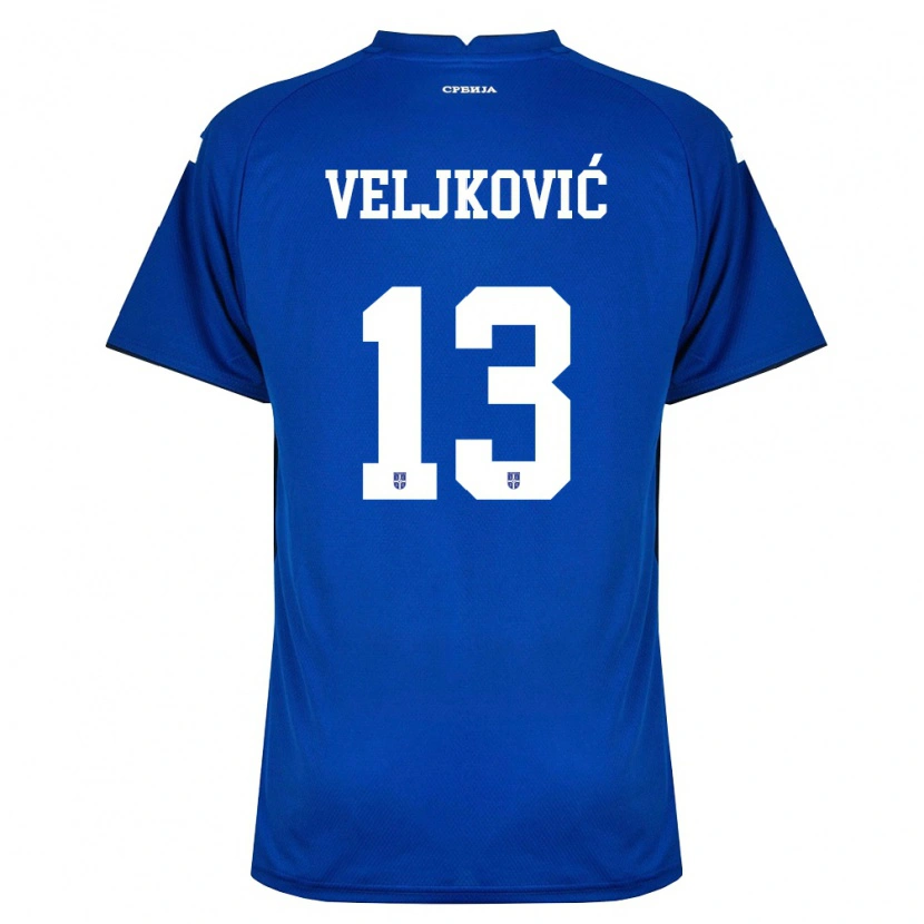 Danxen Mujer Camiseta Serbia Milos Veljkovic #13 Marino Rojo 1ª Equipación 26-28 La Camisa