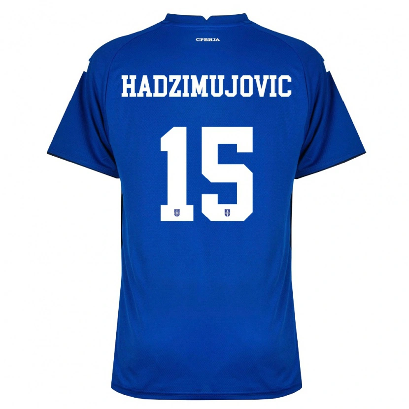 Danxen Mujer Camiseta Serbia Ahmed Hadzimujovic #15 Marino Rojo 1ª Equipación 26-28 La Camisa