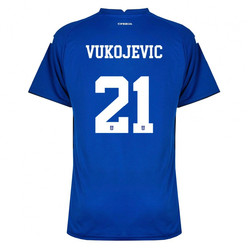 Danxen Mujer Camiseta Serbia Veljko Vukojevic #21 Marino Rojo 1ª Equipación 26-28 La Camisa