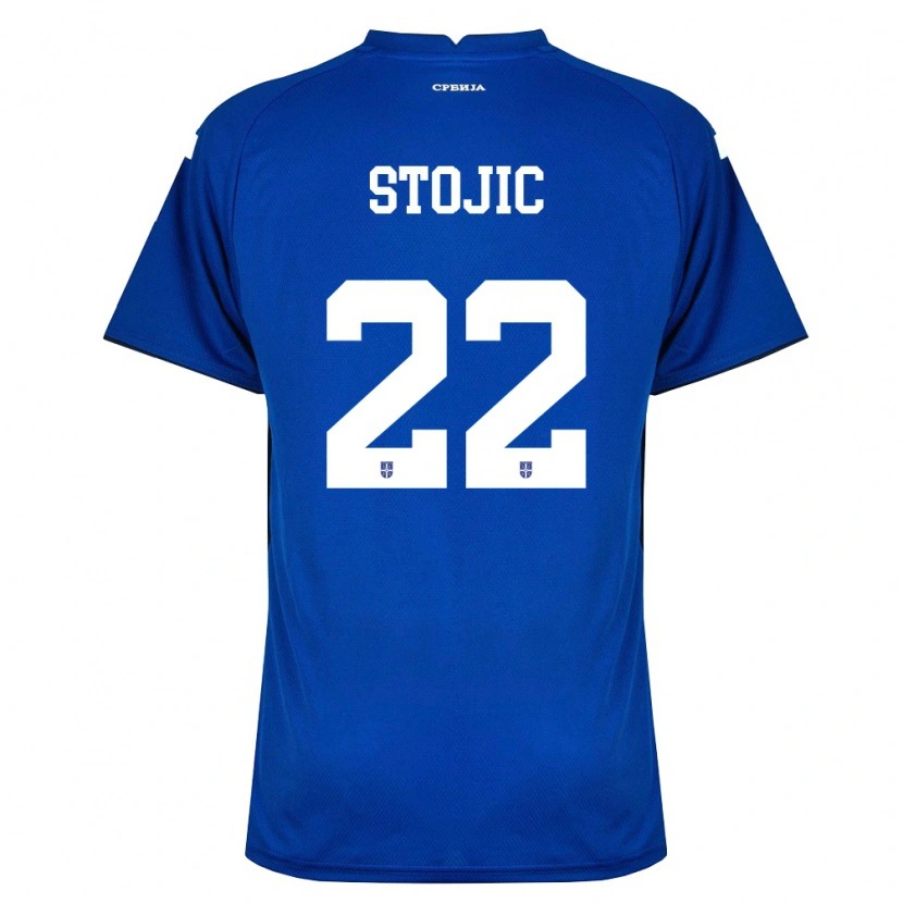 Danxen Mujer Camiseta Serbia Nemanja Stojic #22 Marino Rojo 1ª Equipación 26-28 La Camisa