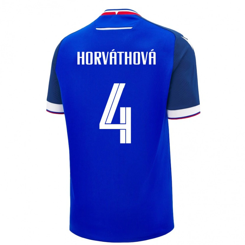Danxen Mujer Camiseta Eslovaquia Andrea Horváthová #4 Azul Blanco 1ª Equipación 26-28 La Camisa