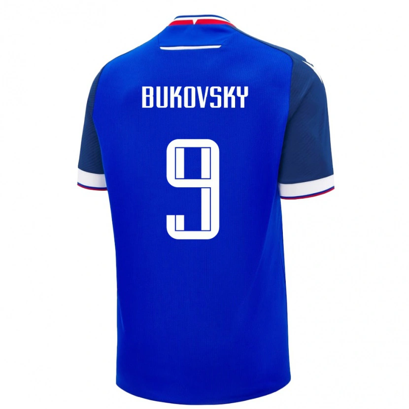 Danxen Mujer Camiseta Eslovaquia David Bukovsky #9 Azul Blanco 1ª Equipación 26-28 La Camisa