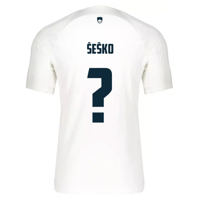 Danxen Mujer Camiseta Eslovenia Benjamin Sesko #0 Blanco Azul 1ª Equipación 26-28 La Camisa