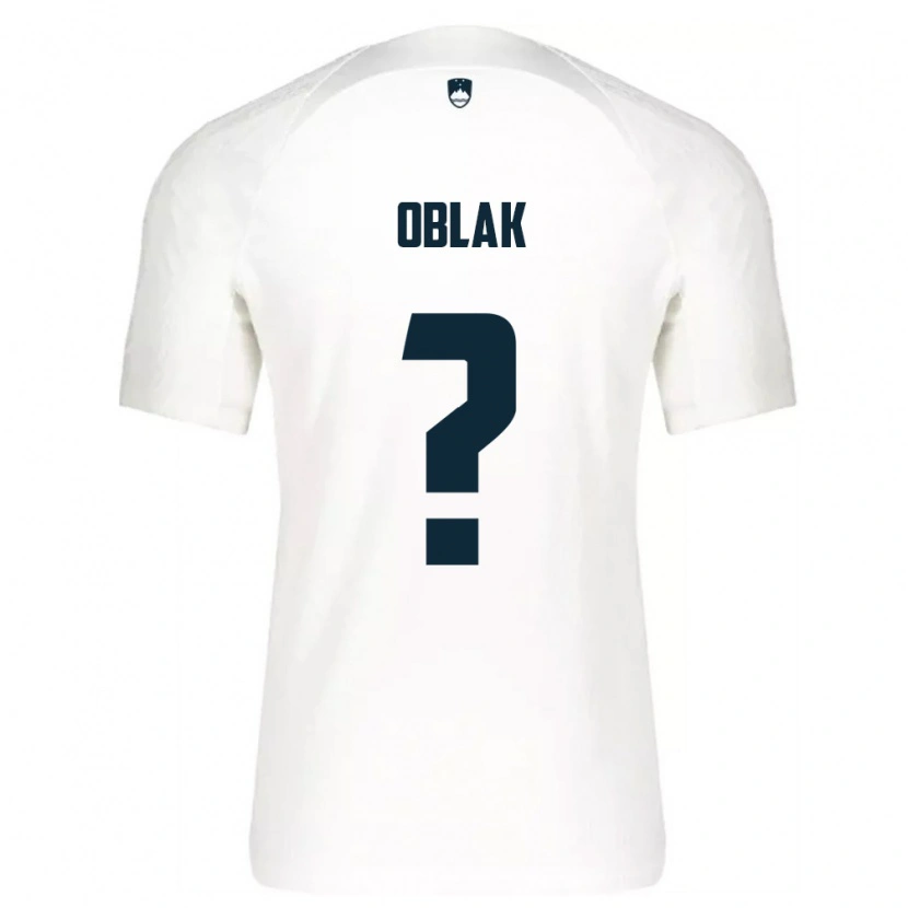 Danxen Mujer Camiseta Eslovenia Gaber Oblak #0 Blanco Azul 1ª Equipación 26-28 La Camisa