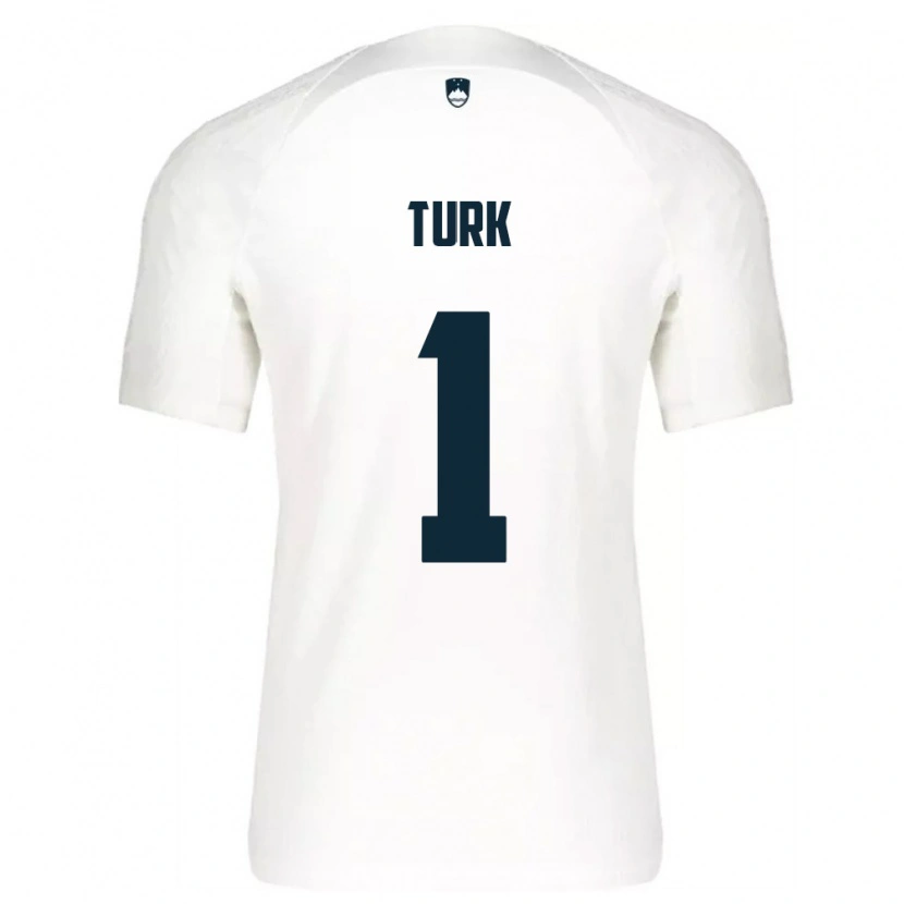 Danxen Mujer Camiseta Eslovenia Martin Turk #1 Blanco Azul 1ª Equipación 26-28 La Camisa