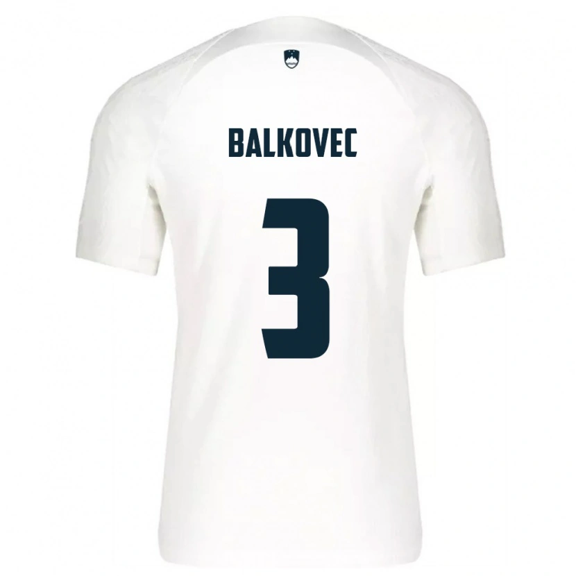 Danxen Mujer Camiseta Eslovenia Jure Balkovec #3 Blanco Azul 1ª Equipación 26-28 La Camisa