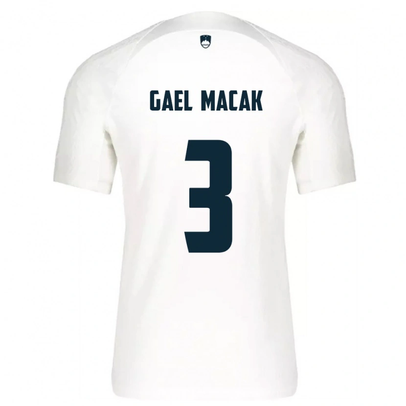 Danxen Mujer Camiseta Eslovenia Gael Macak #3 Blanco Azul 1ª Equipación 26-28 La Camisa