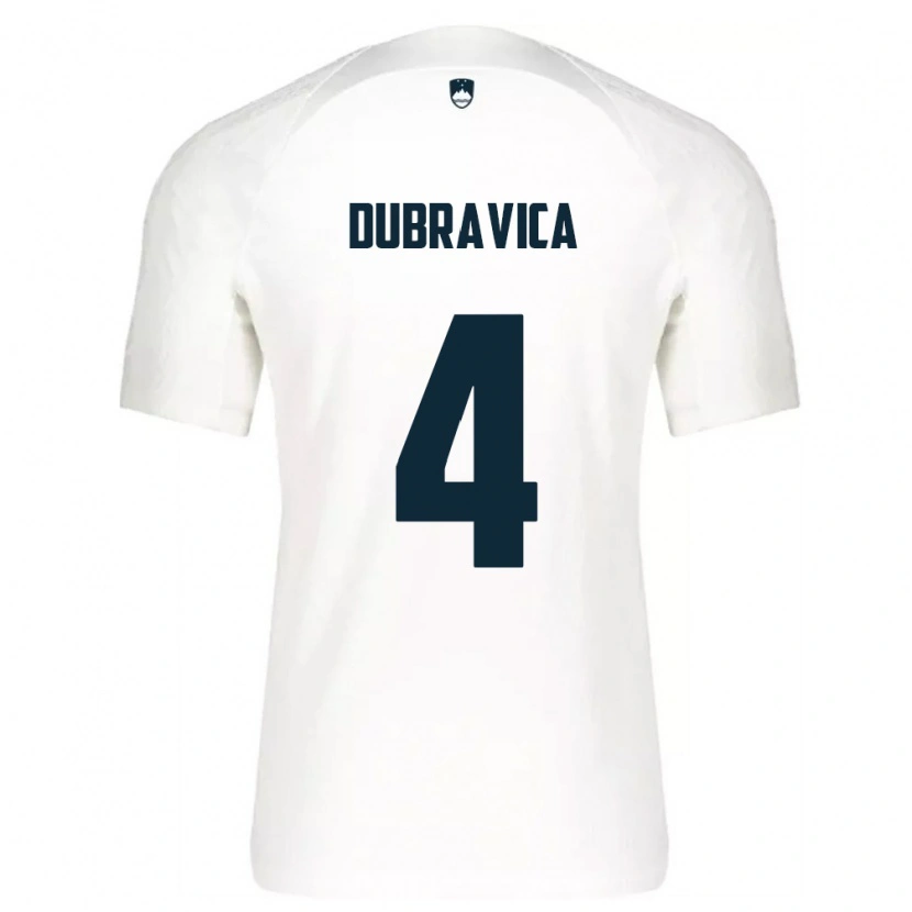 Danxen Mujer Camiseta Eslovenia Leon Dubravica #4 Blanco Azul 1ª Equipación 26-28 La Camisa