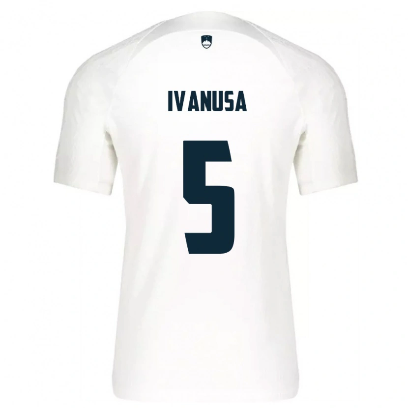 Danxen Mujer Camiseta Eslovenia Lara Ivanuša #5 Blanco Azul 1ª Equipación 26-28 La Camisa