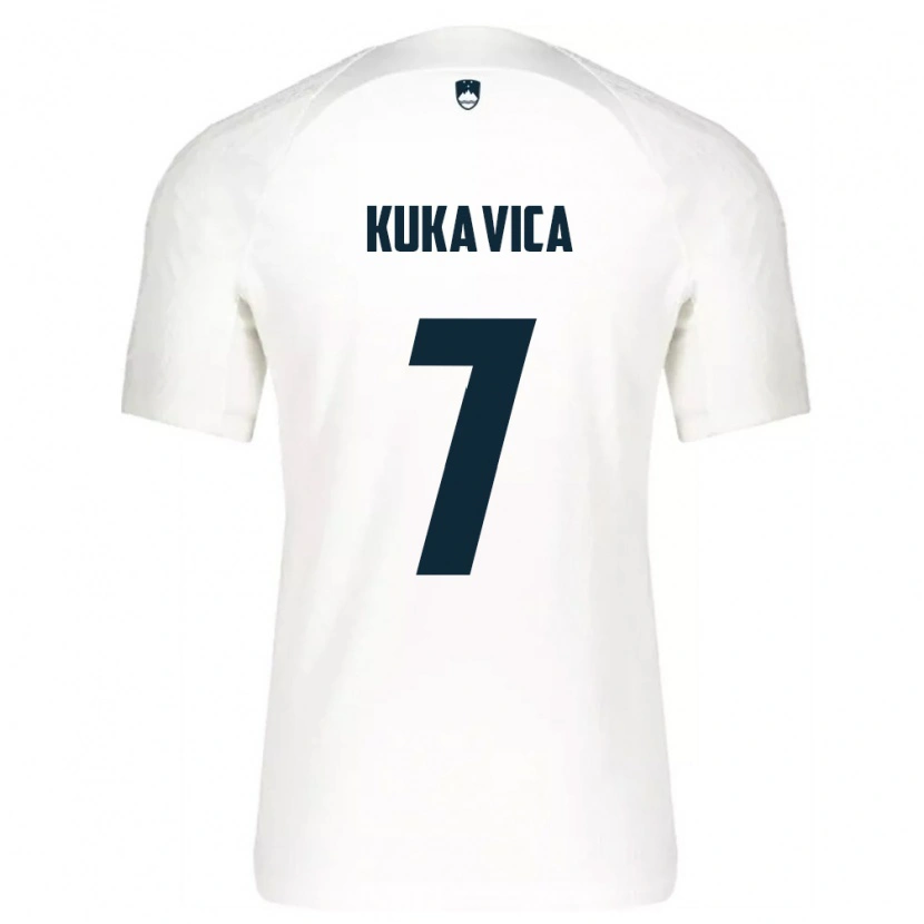 Danxen Mujer Camiseta Eslovenia Inas Kukavica #7 Blanco Azul 1ª Equipación 26-28 La Camisa