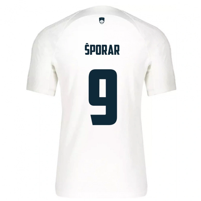 Danxen Mujer Camiseta Eslovenia Andraz Sporar #9 Blanco Azul 1ª Equipación 26-28 La Camisa