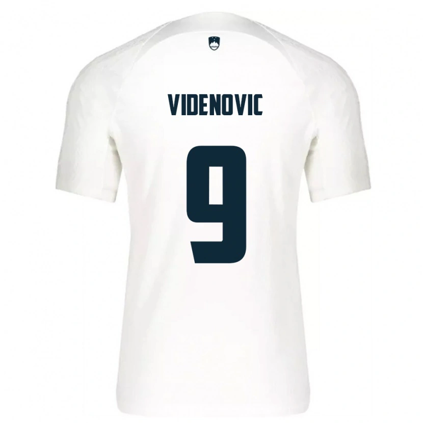 Danxen Mujer Camiseta Eslovenia Denis Videnovic #9 Blanco Azul 1ª Equipación 26-28 La Camisa