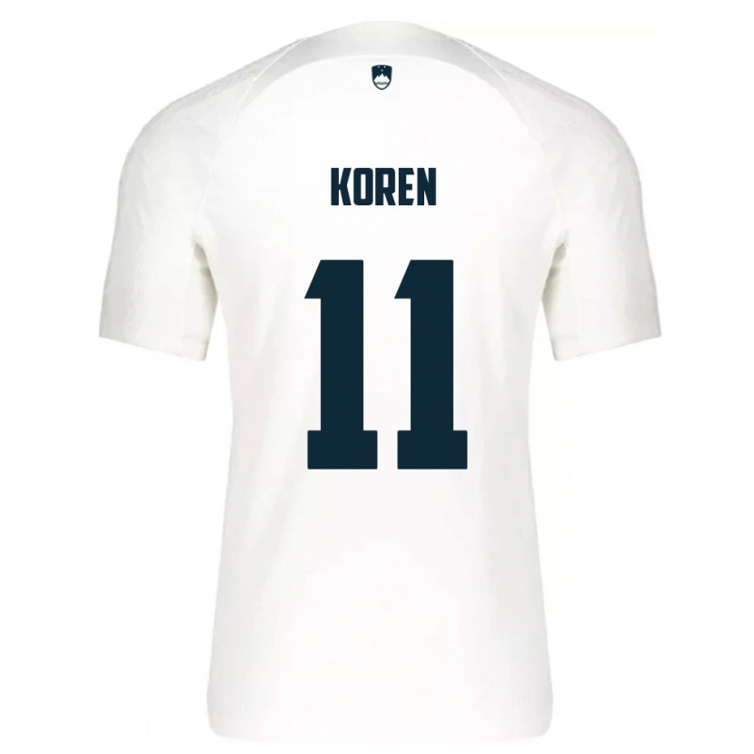 Danxen Mujer Camiseta Eslovenia Vid Koren #11 Blanco Azul 1ª Equipación 26-28 La Camisa