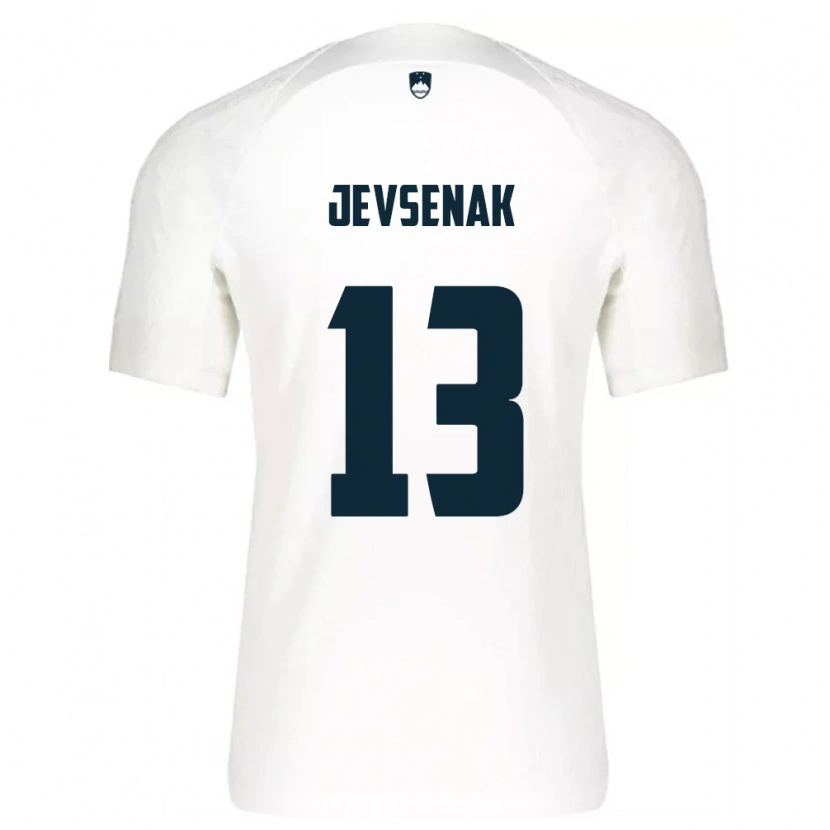Danxen Mujer Camiseta Eslovenia Florjan Jevsenak #13 Blanco Azul 1ª Equipación 26-28 La Camisa