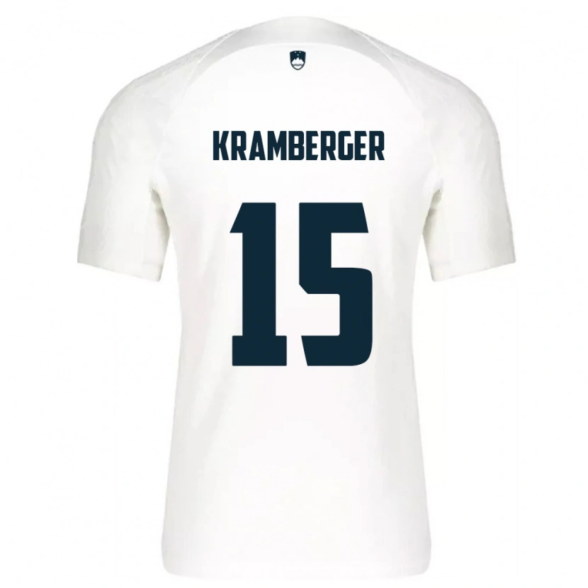 Danxen Mujer Camiseta Eslovenia Mark Kramberger #15 Blanco Azul 1ª Equipación 26-28 La Camisa