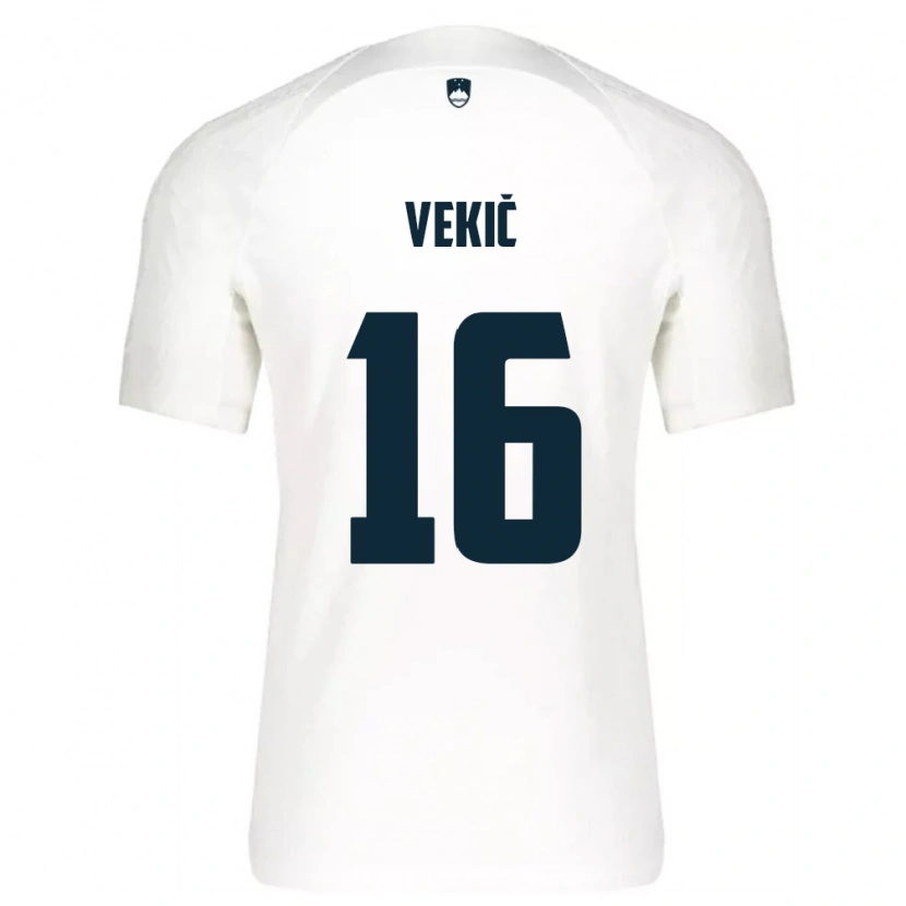 Danxen Mujer Camiseta Eslovenia Igor Vekic #16 Blanco Azul 1ª Equipación 26-28 La Camisa
