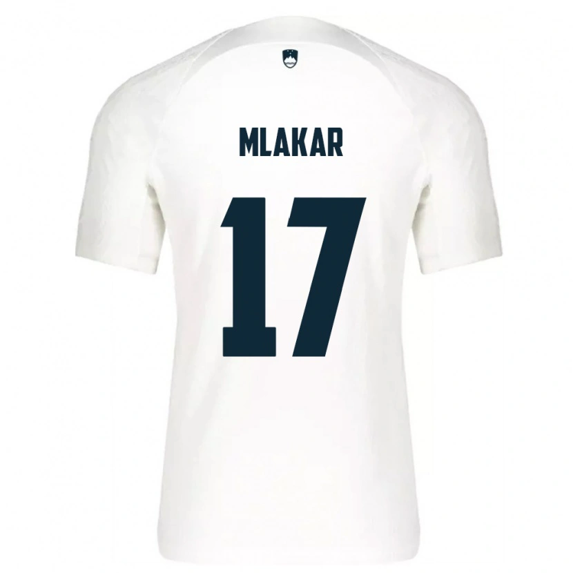 Danxen Mujer Camiseta Eslovenia Jan Mlakar #17 Blanco Azul 1ª Equipación 26-28 La Camisa
